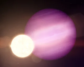 In this illustration, WD 1856b, a giant planet, orbits its dim white dwarf star every day and a half.  Credit: NASA’s Goddard Space Flight Center