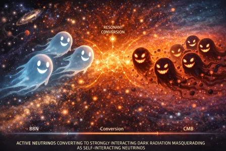 Active neutrinos converting to strongly interacting dark radiation masquerading as self-interacting neutrinos