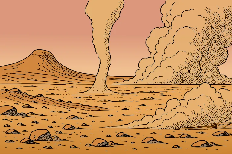 Martian dust storm illustration