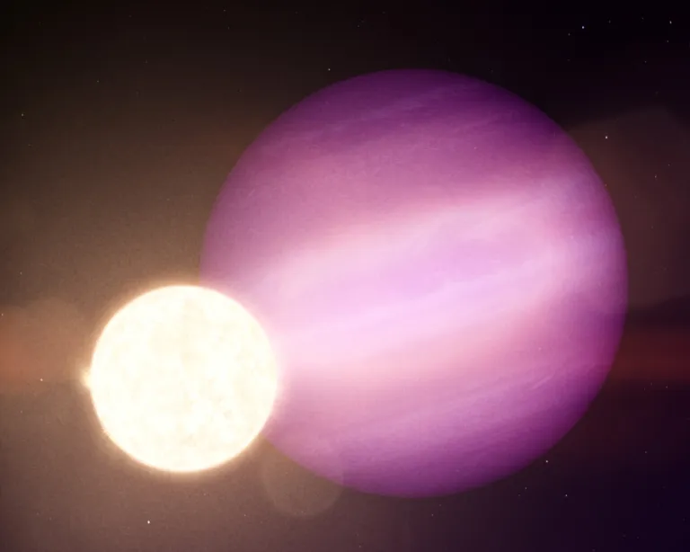 In this illustration, WD 1856b, a giant planet, orbits its dim white dwarf star every day and a half.  Credit: NASA’s Goddard Space Flight Center
