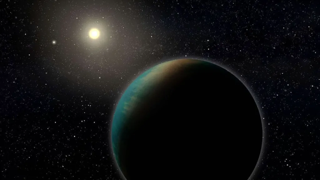 Artist's depiction of an exoplanet orbiting a distant star
